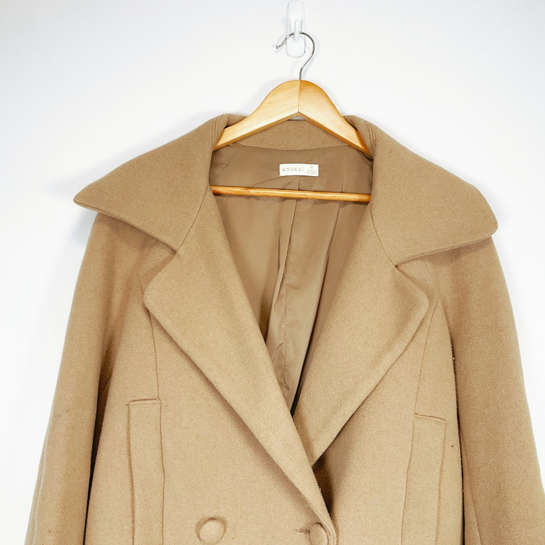 KOOKAI Beige Wool Blend Coat – Size 38