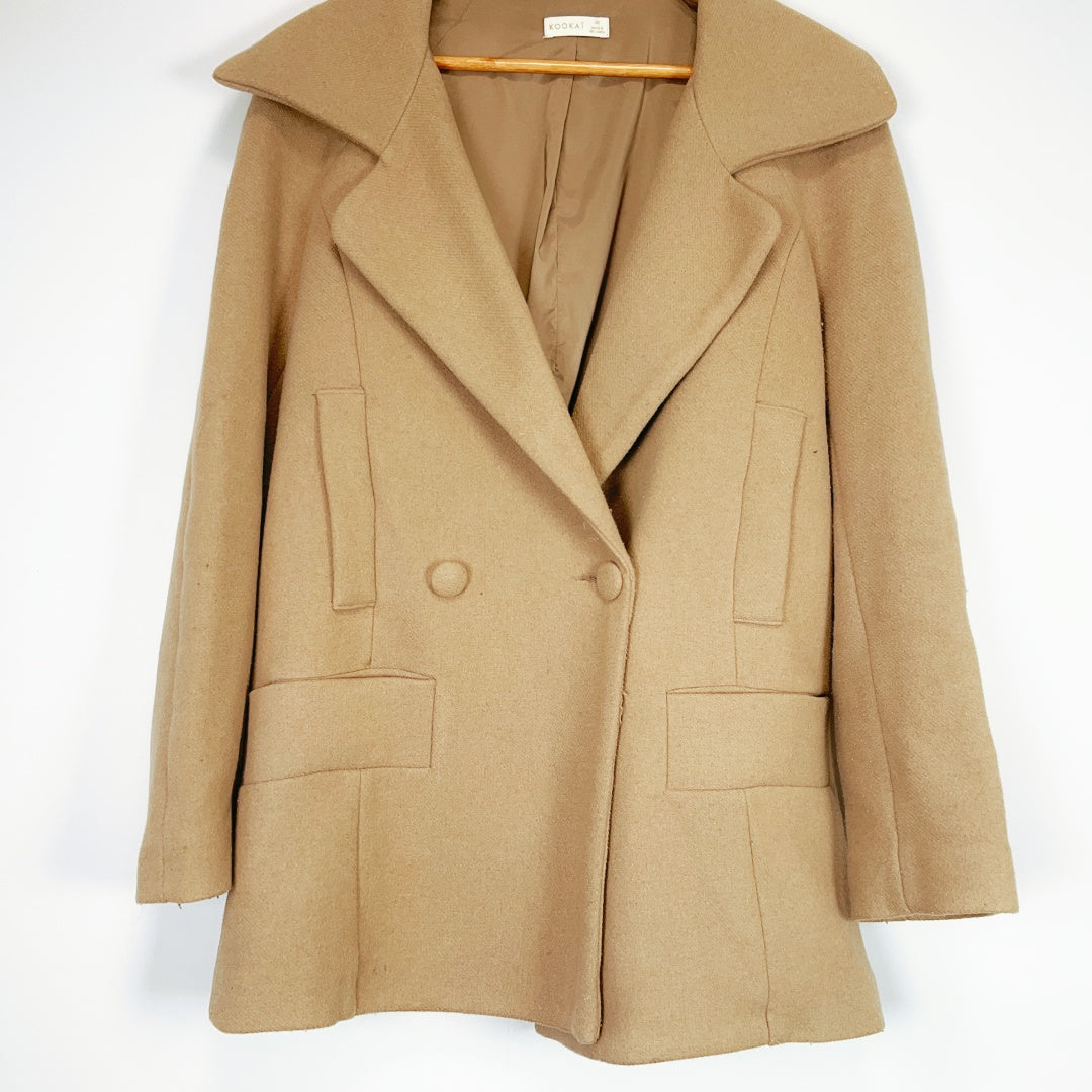 KOOKAI Beige Wool Blend Coat – Size 38