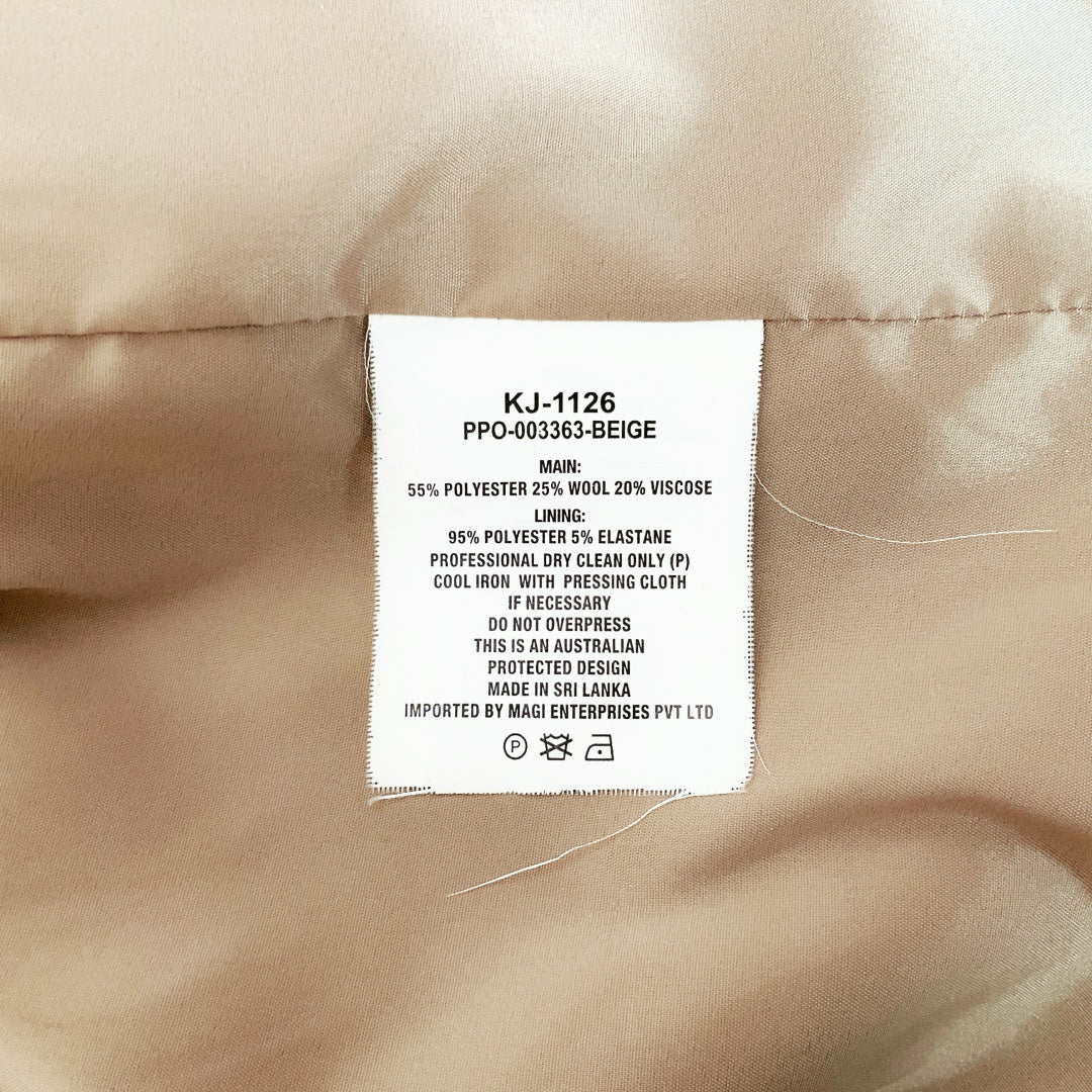 KOOKAI Beige Wool Blend Coat – Size 38