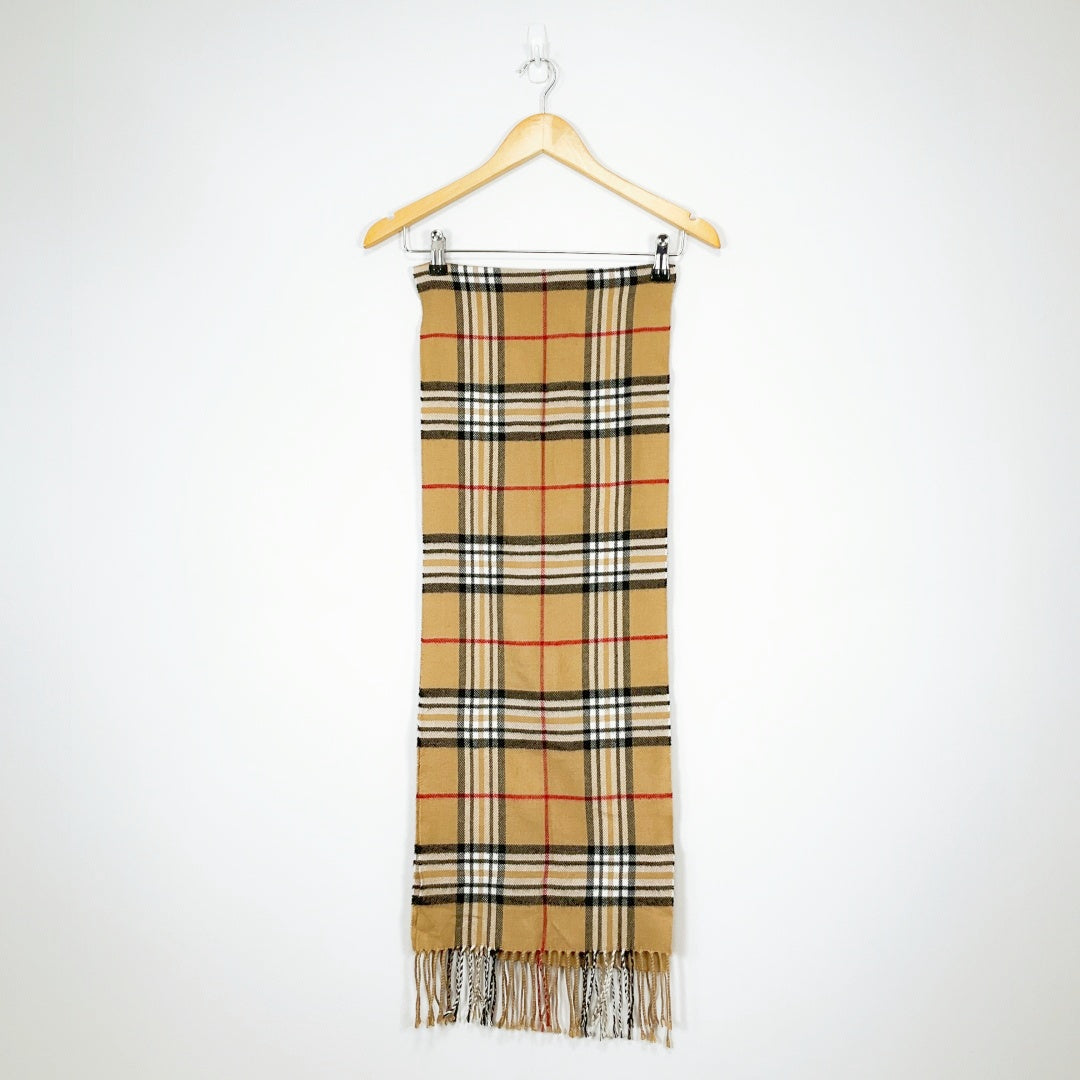 Beige Check Plaid Scarf