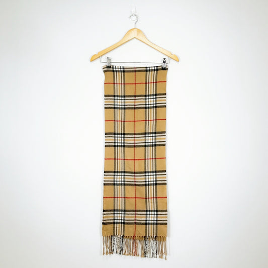 Beige Check Plaid Scarf