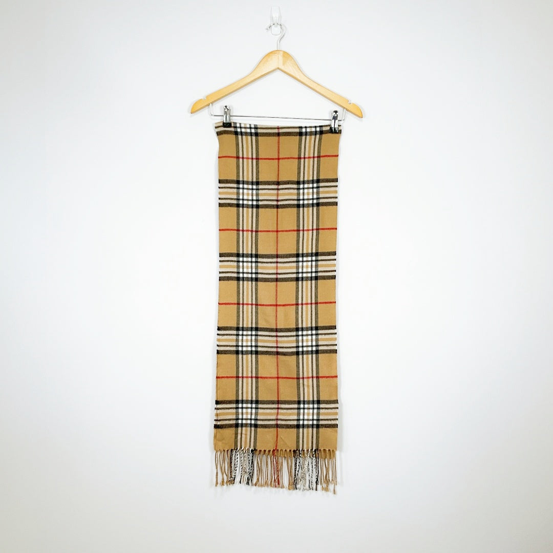 Beige Check Plaid Scarf