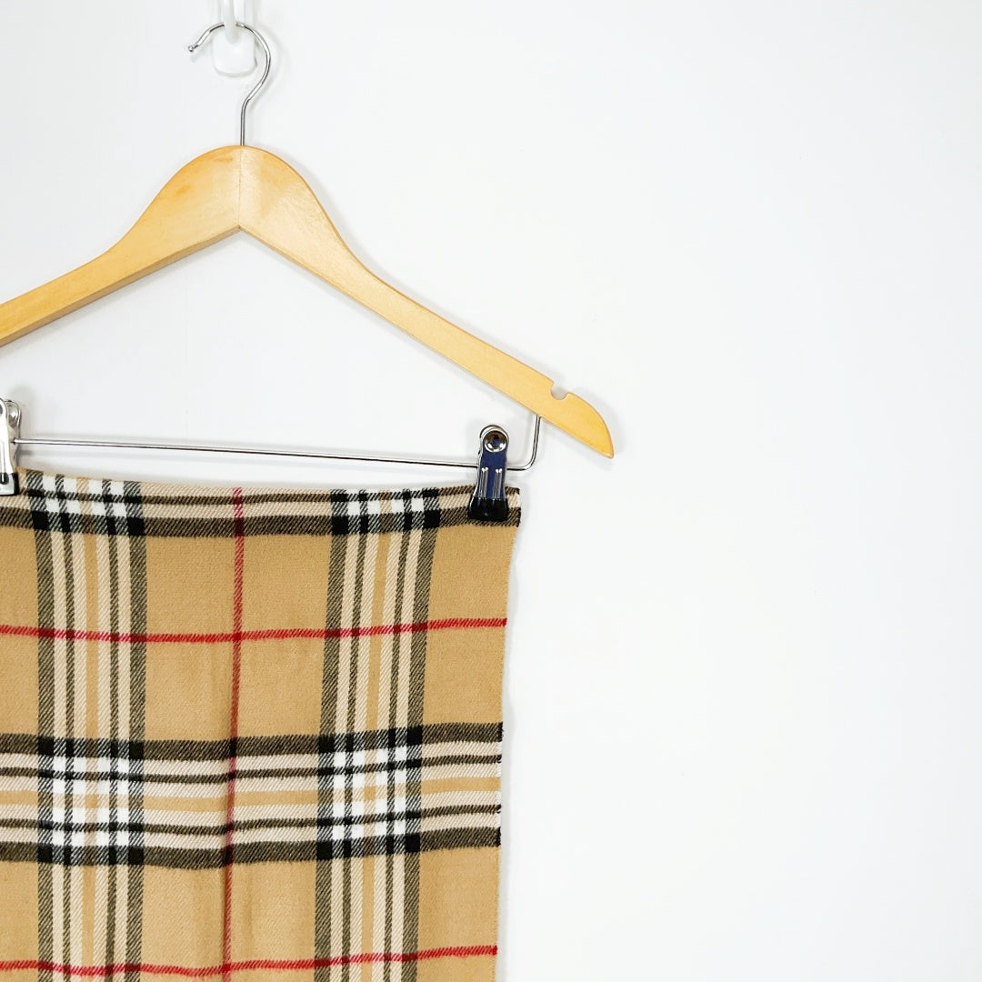 Beige Check Plaid Scarf