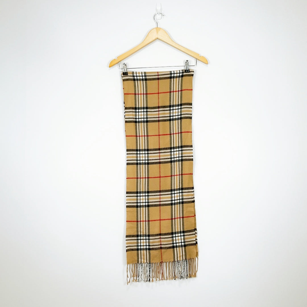 Beige Check Plaid Scarf