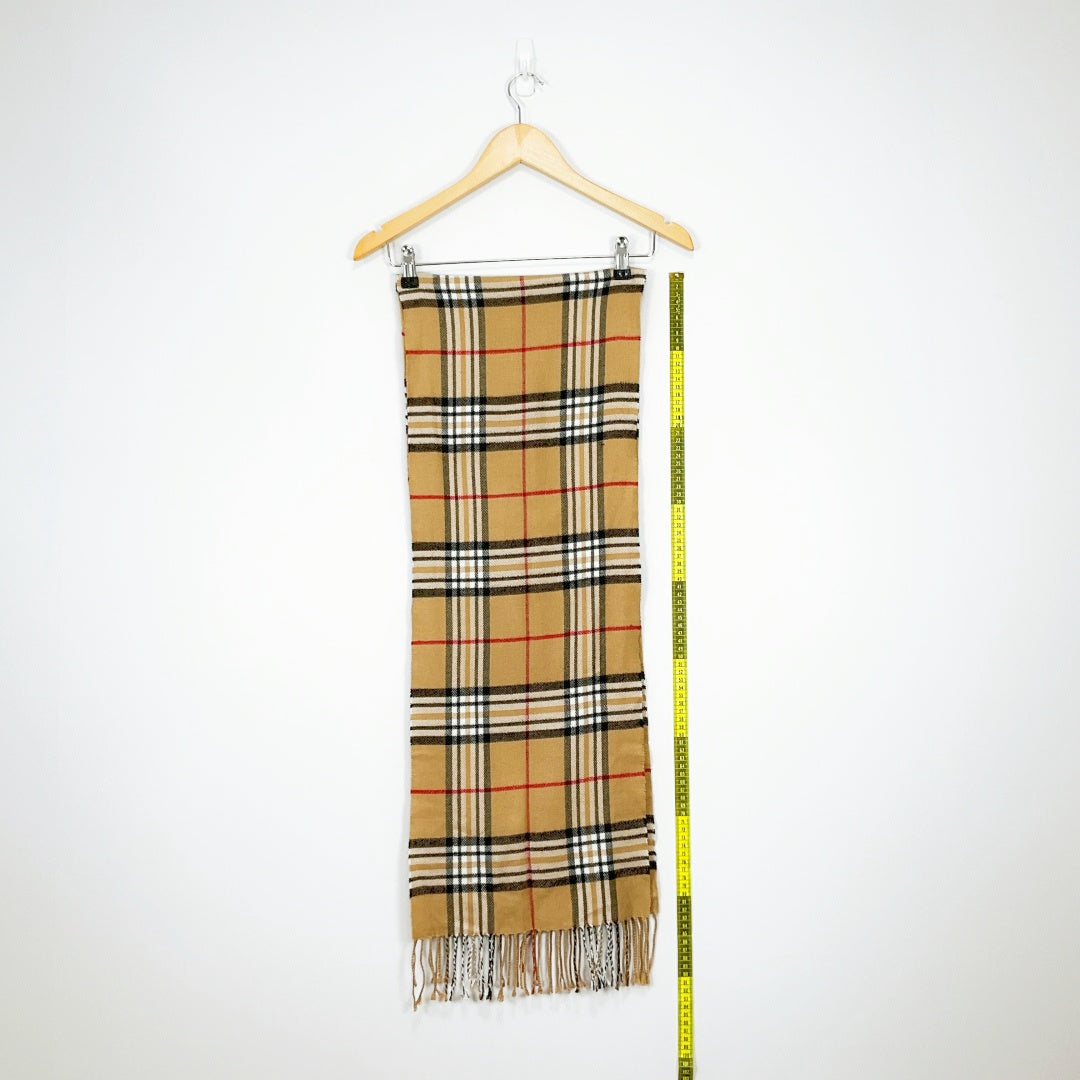 Beige Check Plaid Scarf