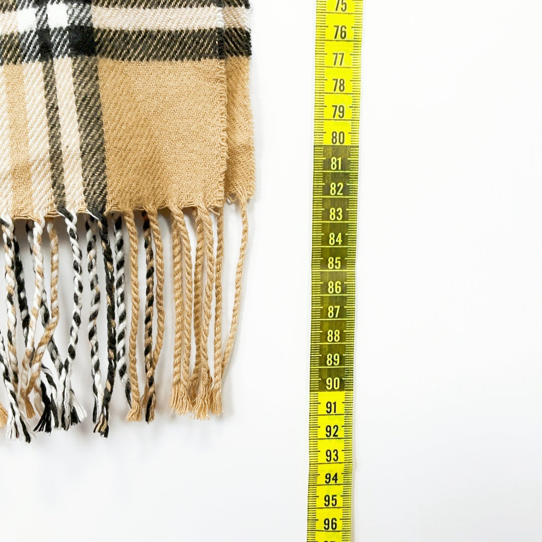 Beige Check Plaid Scarf