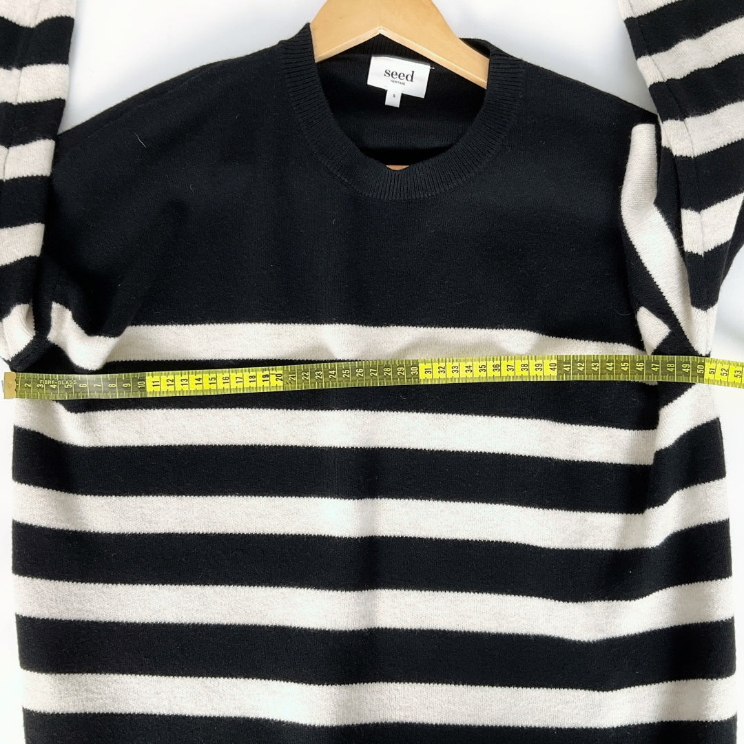 Seed heritage - Black & Cream Stripped Oversized Knit Sweater