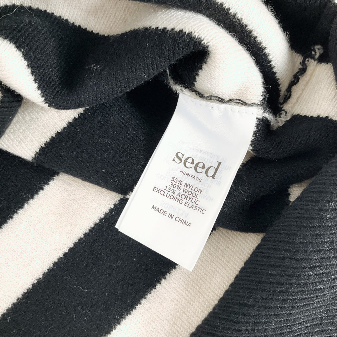 Seed heritage - Black & Cream Stripped Oversized Knit Sweater