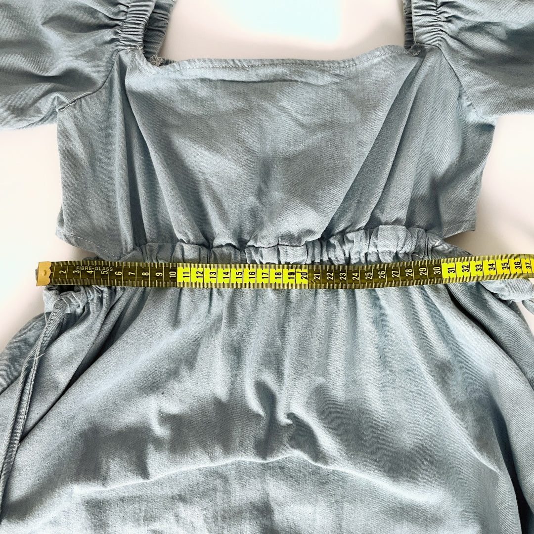 YJRcoco - Light Blue Puff Sleeve Dress