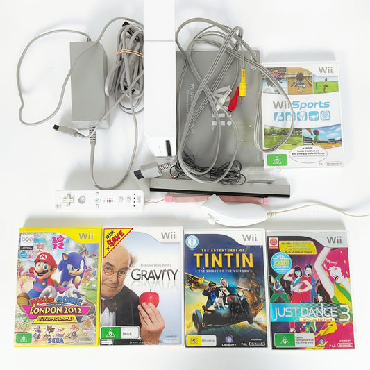Nintendo Wii Console White – Controller Bundle + 5 Games