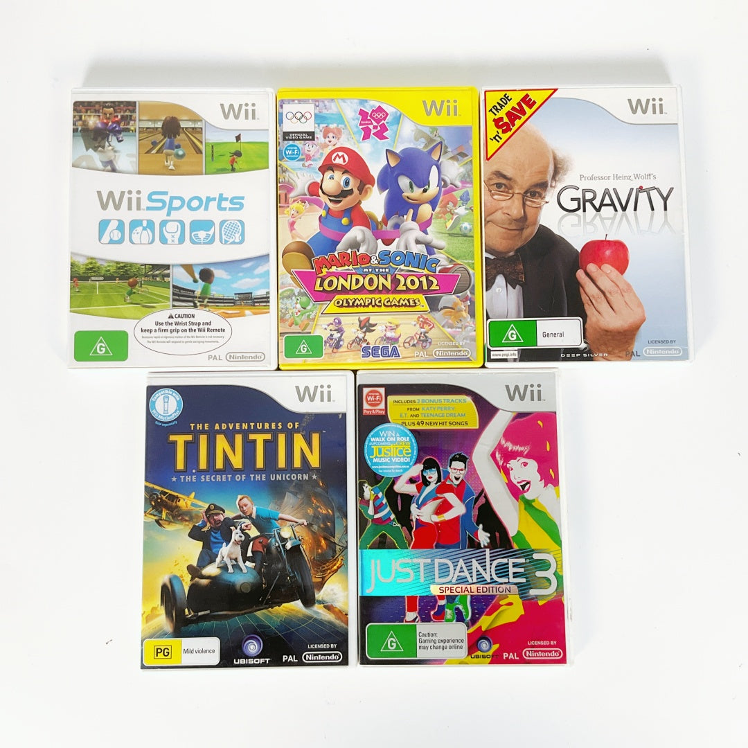 Nintendo Wii Console White – Controller Bundle + 5 Games