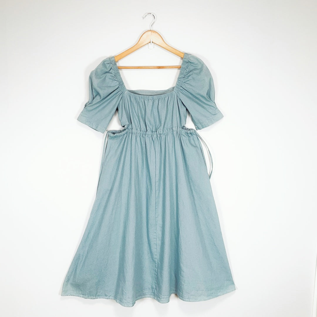 YJRcoco - Light Blue Puff Sleeve Dress
