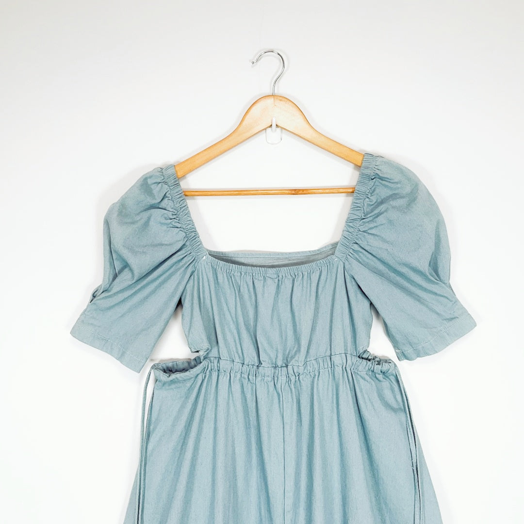 YJRcoco - Light Blue Puff Sleeve Dress