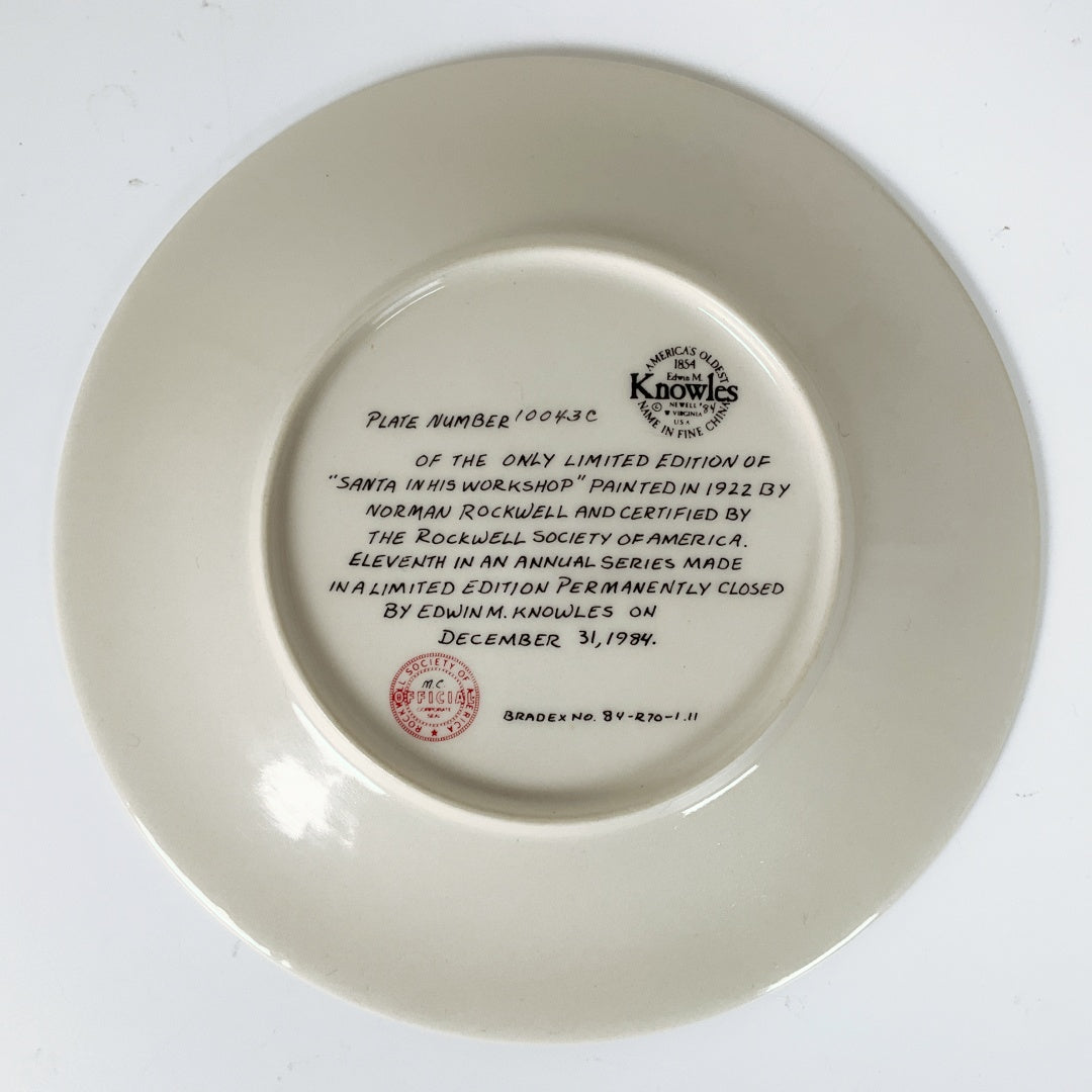 Edwin M. Knowles - Norman Rockwell ‘Santa in His Workshop’ Limited Edition Collector Plate