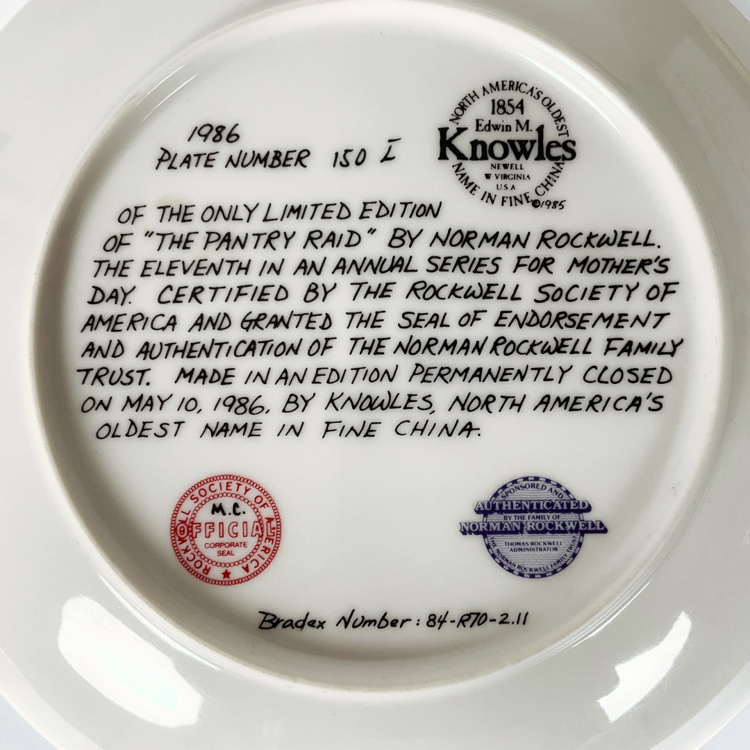 Edwin M. Knowles - Norman Rockwell ‘The Pantry Road’ Limited Edition Mother's Day Collector Plate