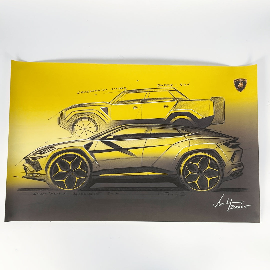 Lamborghini Sketch - LM002 Drawing Poster Mitja Borkert Art signed
