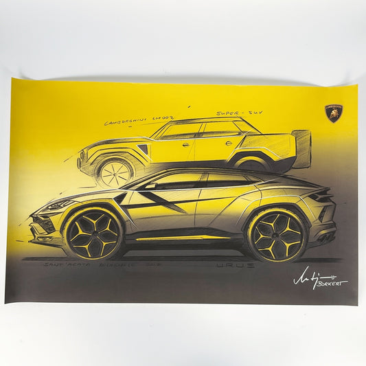 Lamborghini Sketch - LM002 Drawing Poster Mitja Borkert Art signed