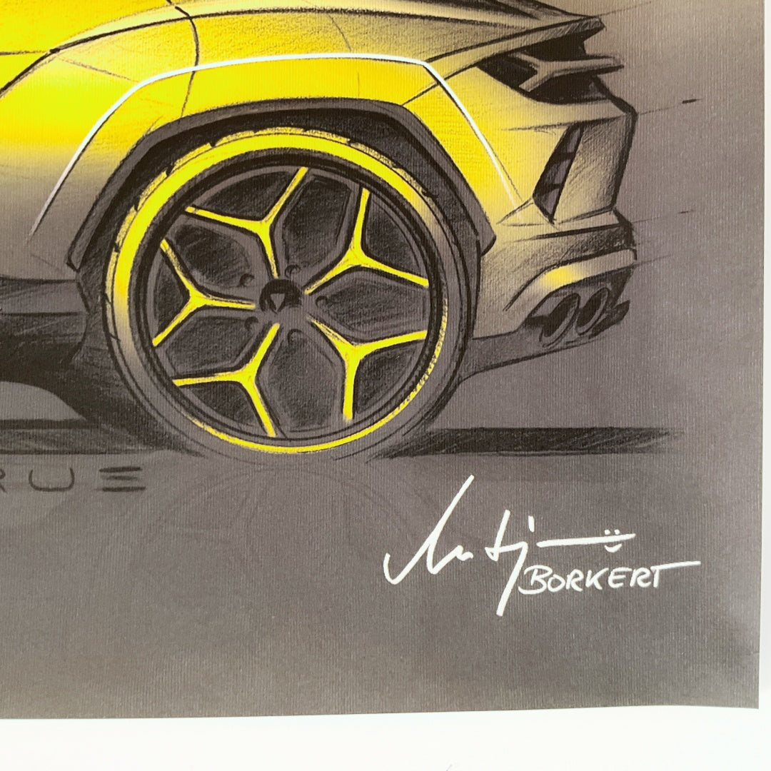 Lamborghini Sketch - LM002 Drawing Poster Mitja Borkert Art signed