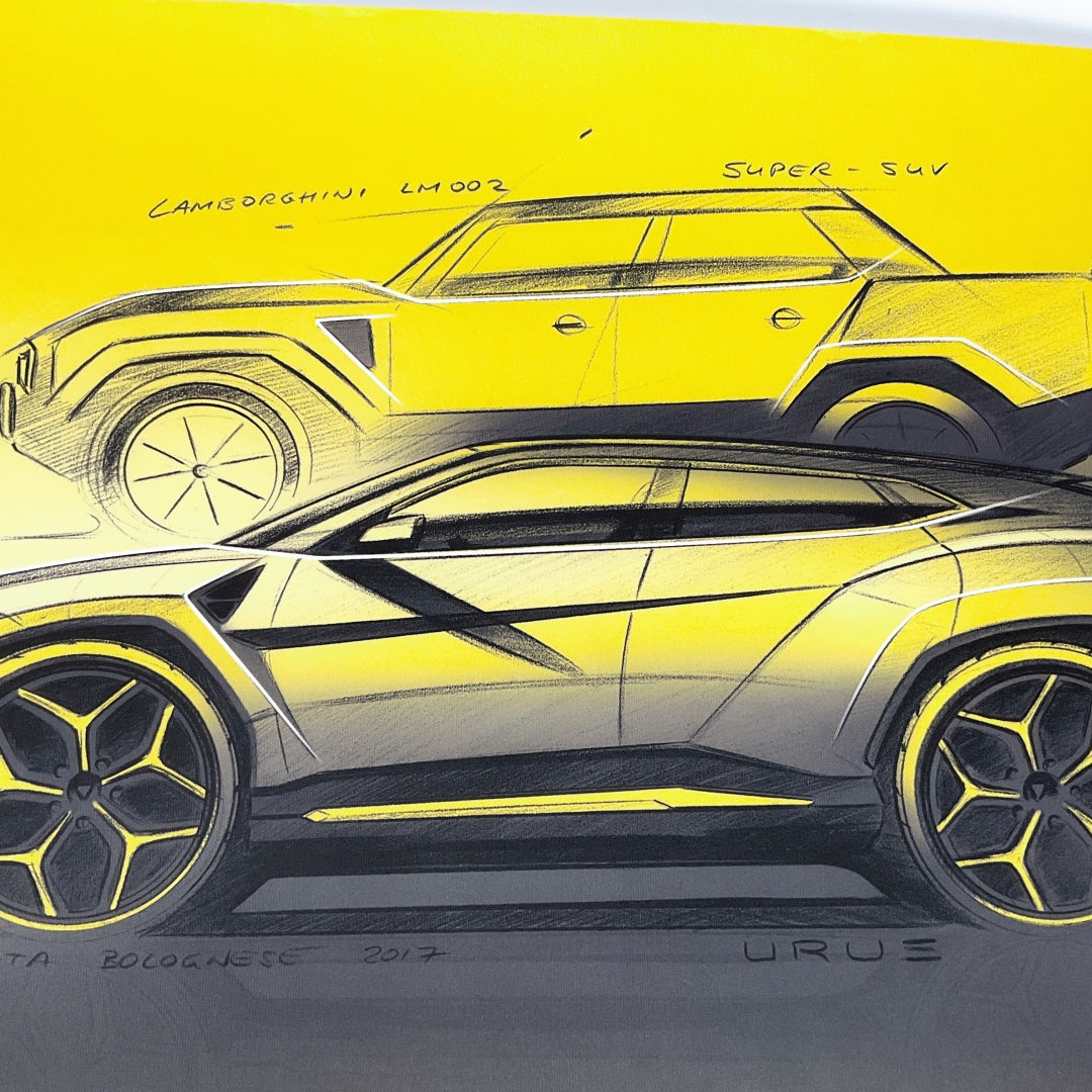 Lamborghini Sketch - LM002 Drawing Poster Mitja Borkert Art signed