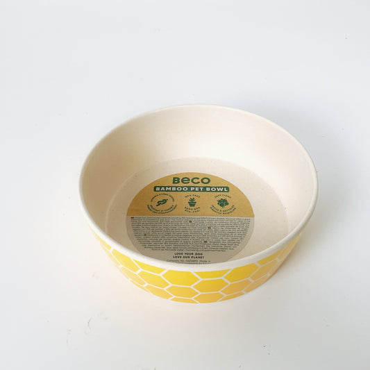 BECO Bamboo Pet Bowl – Yellow Pattern – 14.5cm
