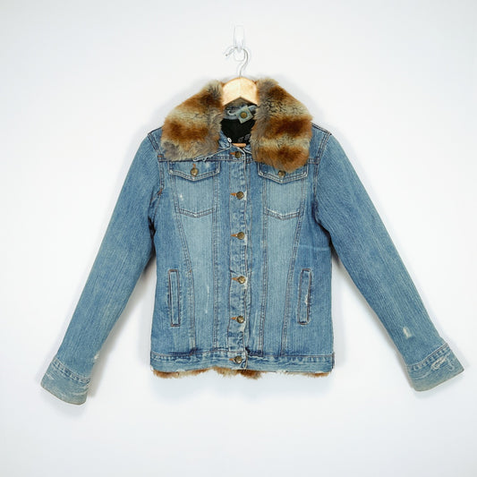 J.J.U - Denim Jacket with Faux Fur