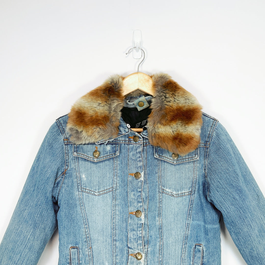 J.J.U - Denim Jacket with Faux Fur