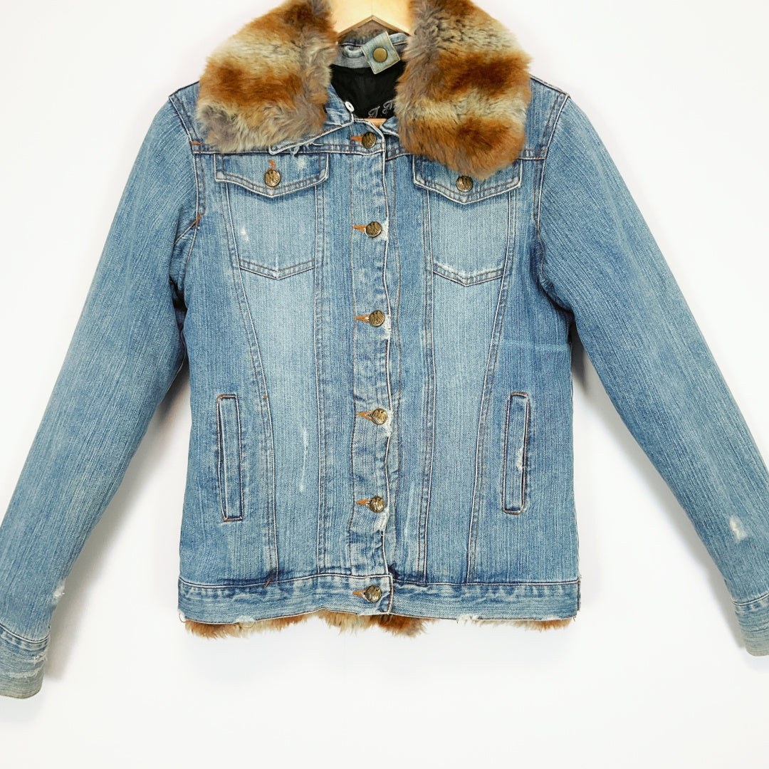 J.J.U - Denim Jacket with Faux Fur