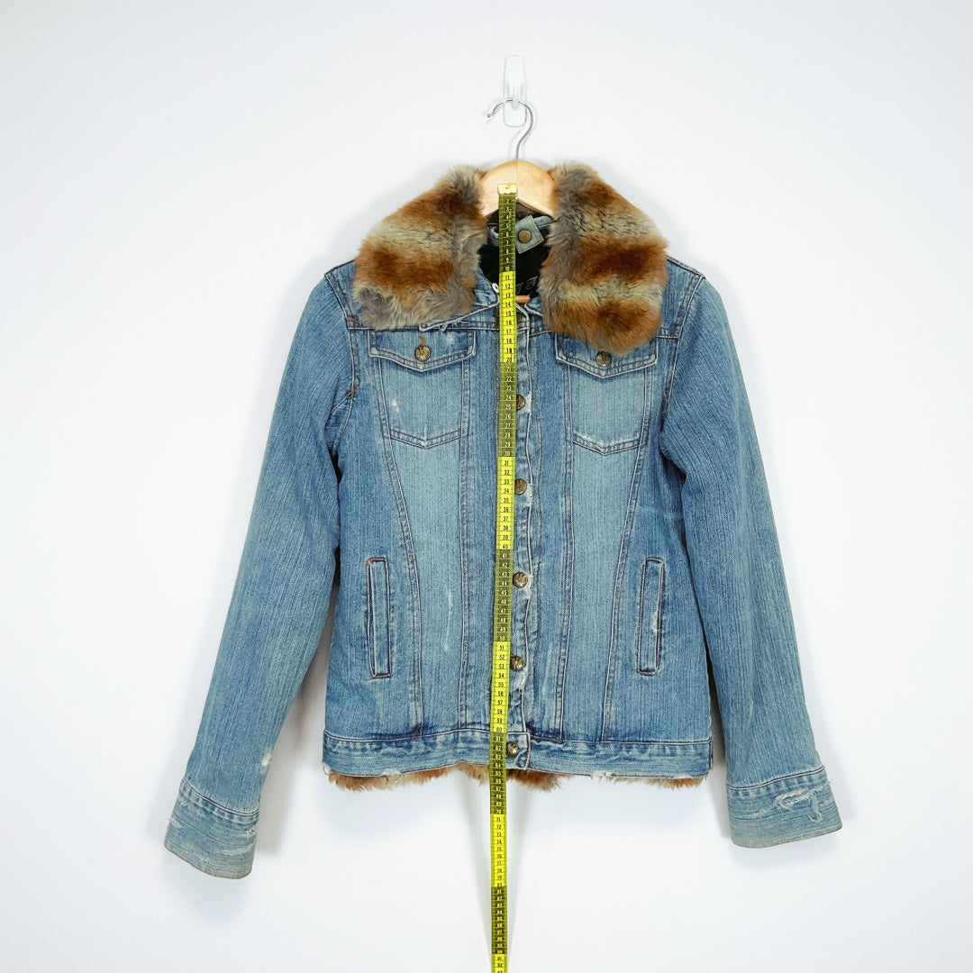 J.J.U - Denim Jacket with Faux Fur
