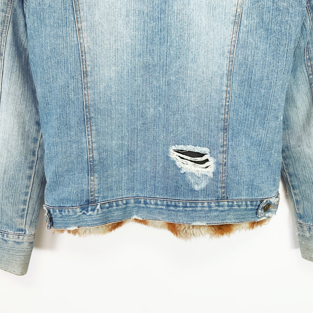 J.J.U - Denim Jacket with Faux Fur