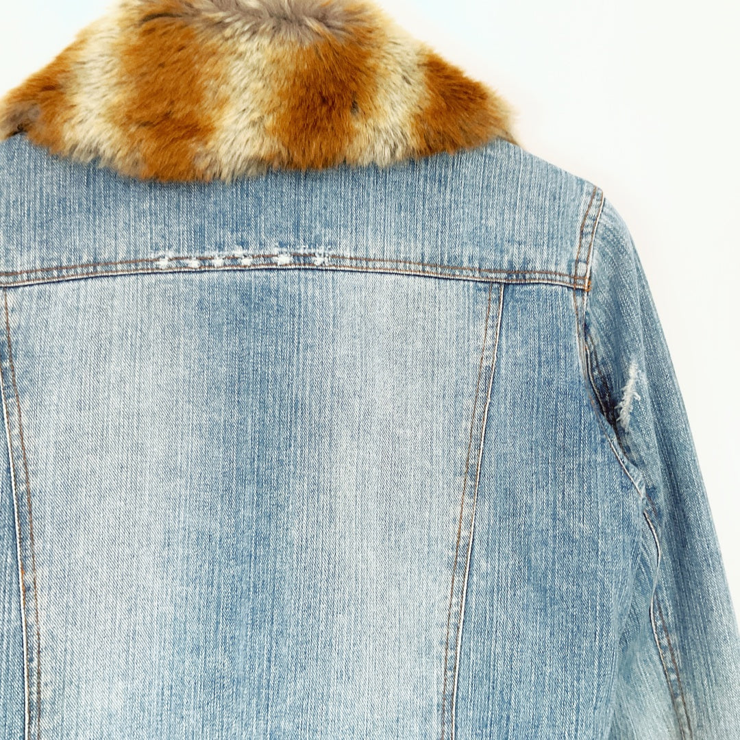 J.J.U - Denim Jacket with Faux Fur