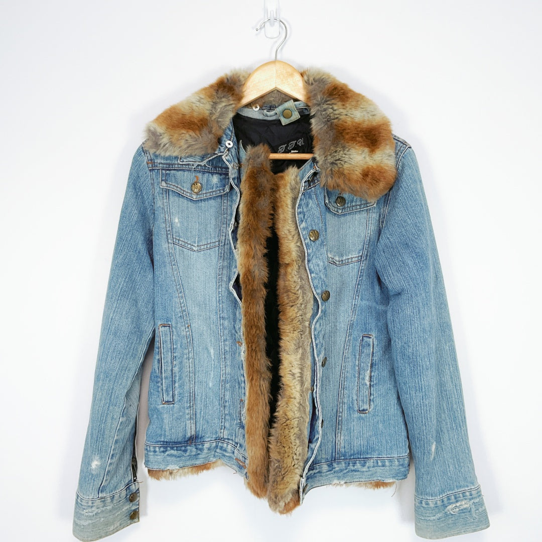 J.J.U - Denim Jacket with Faux Fur