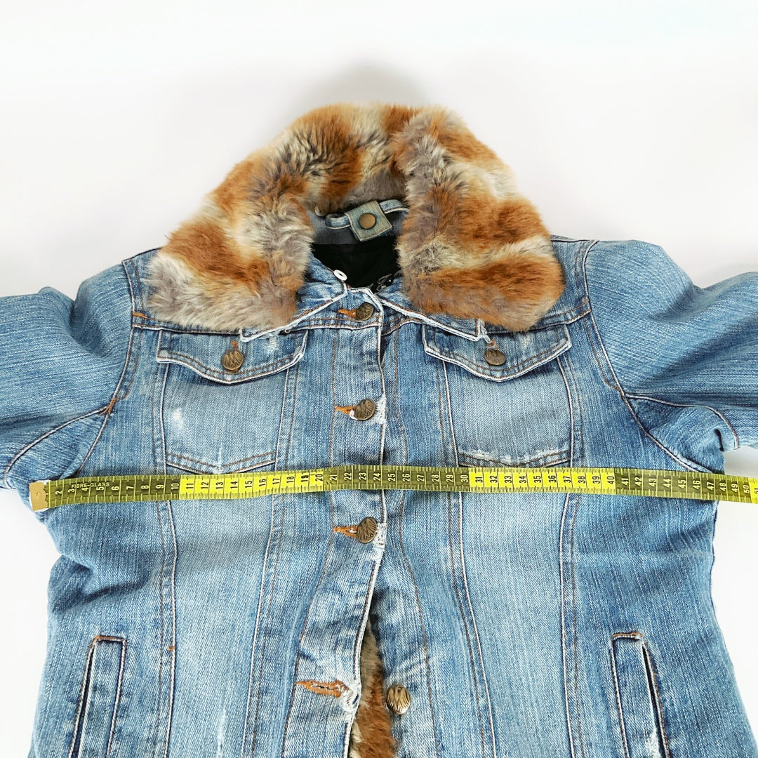 J.J.U - Denim Jacket with Faux Fur