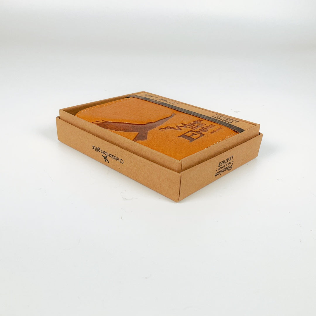 Men's Wallet - Premium Full Grain Leather "On Wings like Eagles Isaiah 40:31"