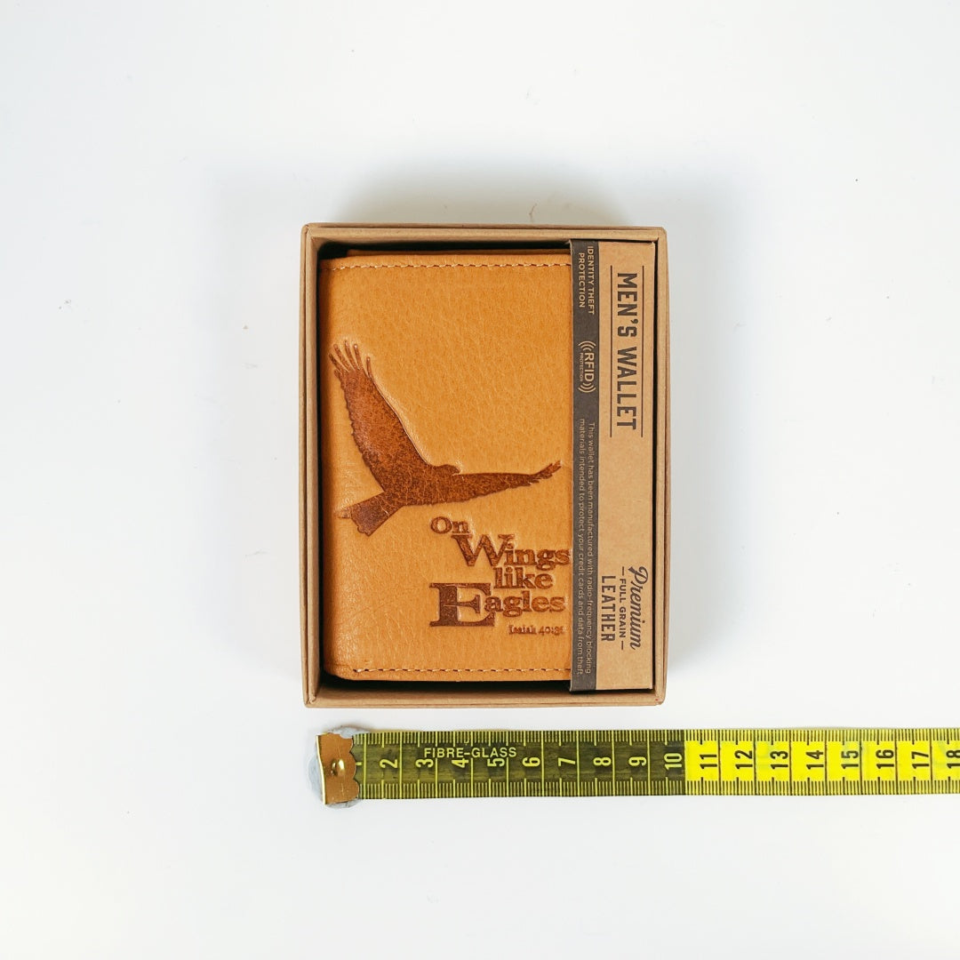 Men's Wallet - Premium Full Grain Leather "On Wings like Eagles Isaiah 40:31"