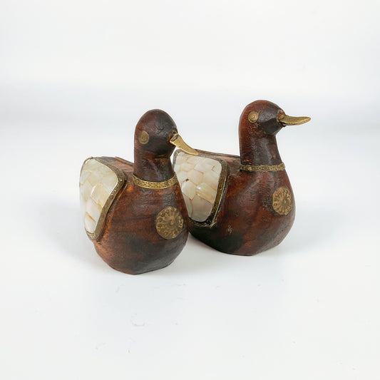 Hand-Crafted Wooden Duck Pair