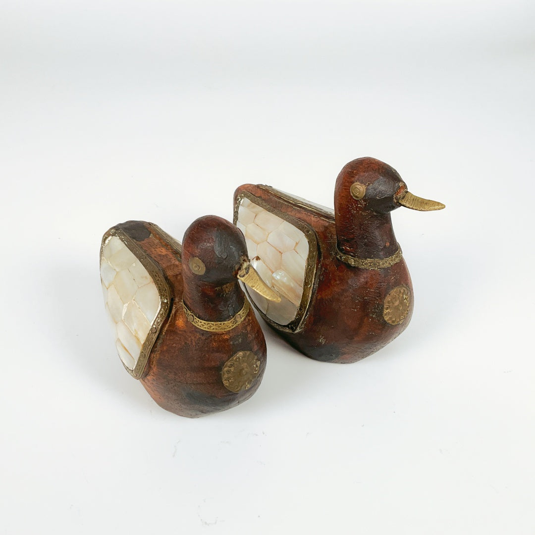 Hand-Crafted Wooden Duck Pair