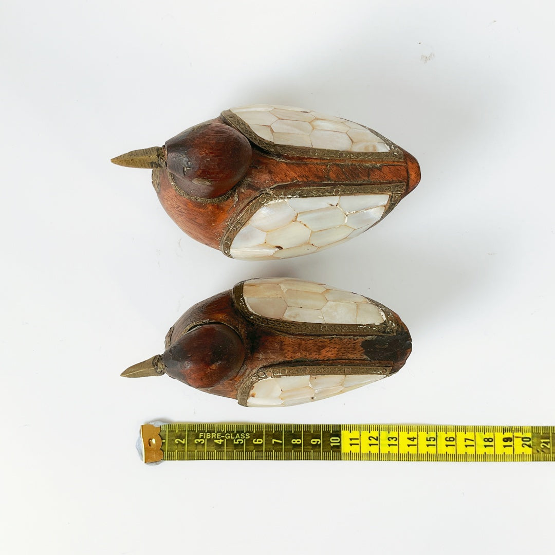 Hand-Crafted Wooden Duck Pair