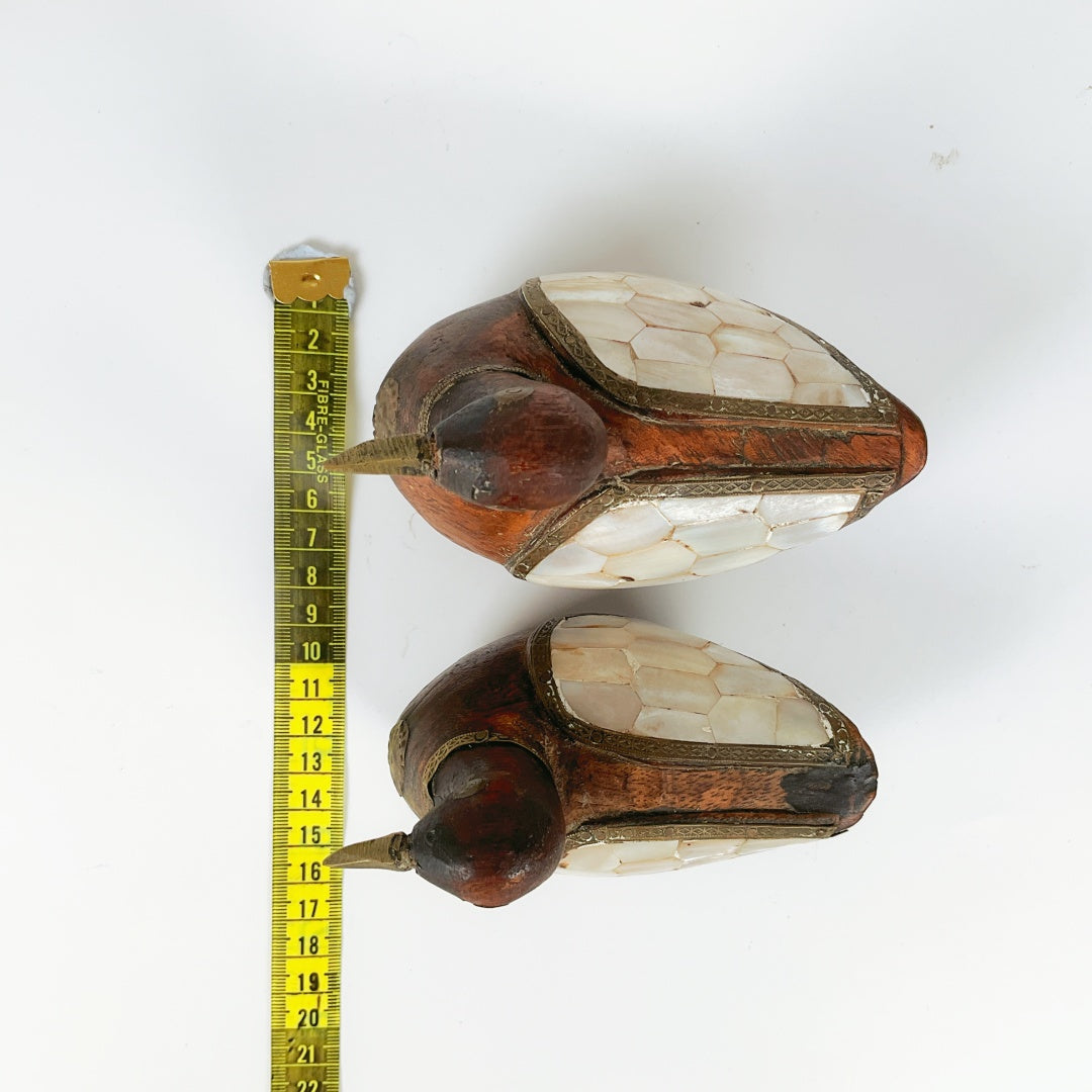 Hand-Crafted Wooden Duck Pair