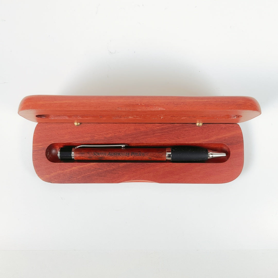 South Australia Police Wooden Gift Box Ballpoint Pen – “Keeping SA Safe” Collectible