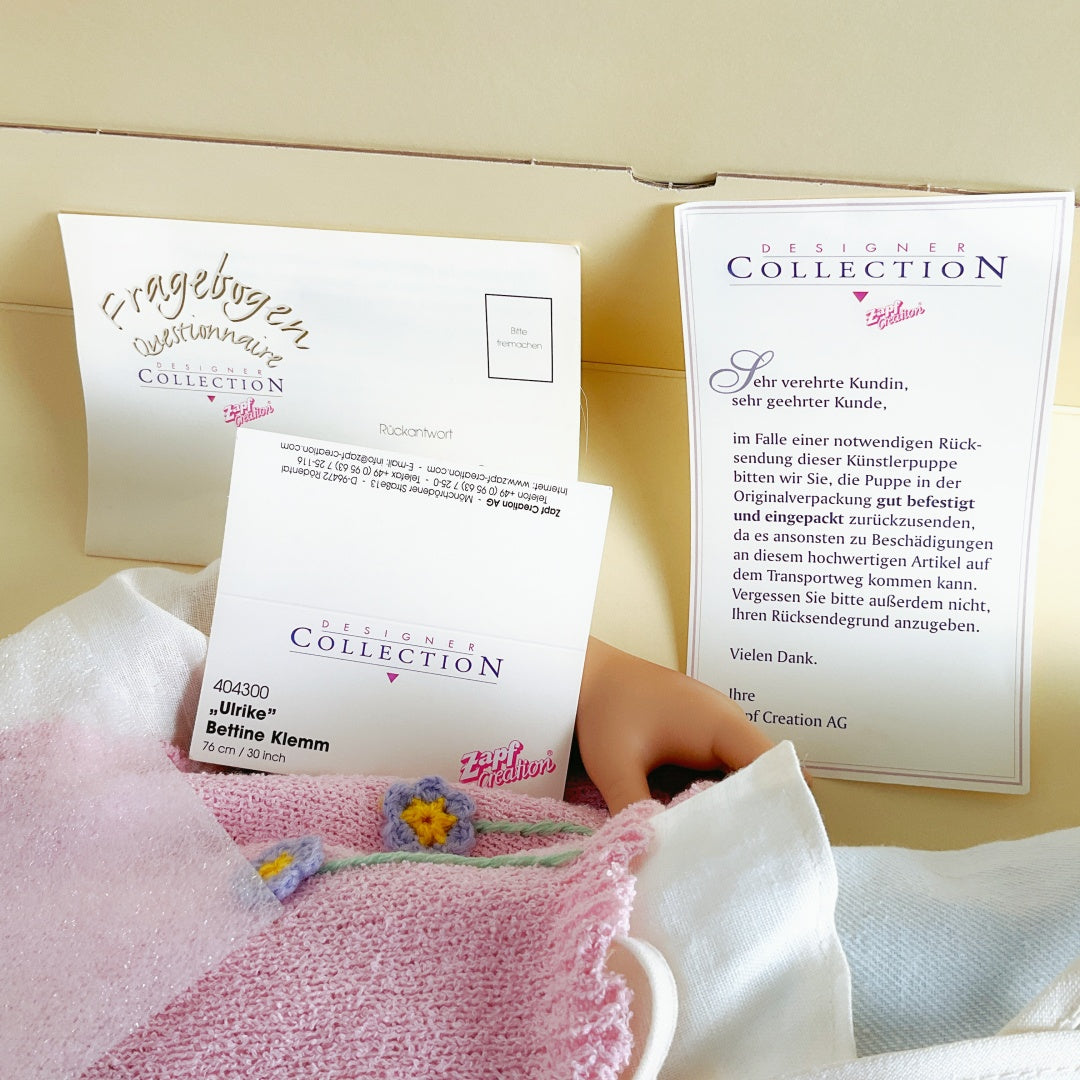 Zapf Creation Designer Collection “Ulrike” Doll 76cm / 30” – New in Box with Certificate & Original Packaging