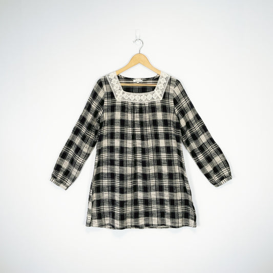 Northern Truck - Plaid square neckline Top