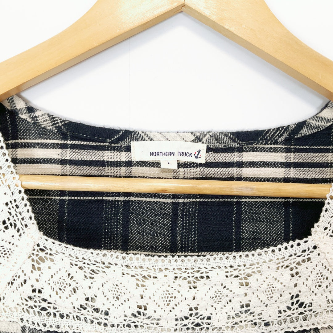 Northern Truck - Plaid square neckline Top