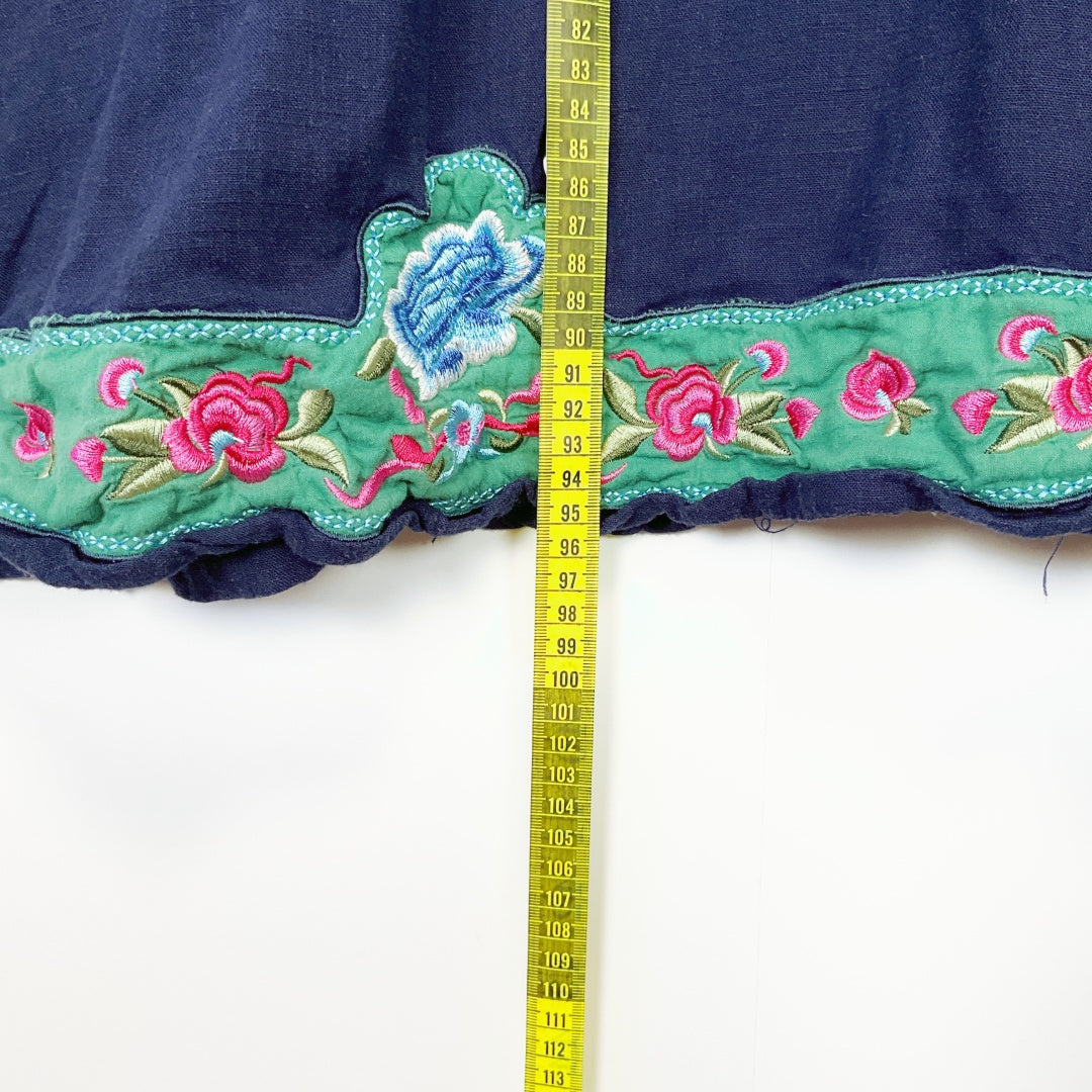 Navy Floral Embroidered Tunic Dress