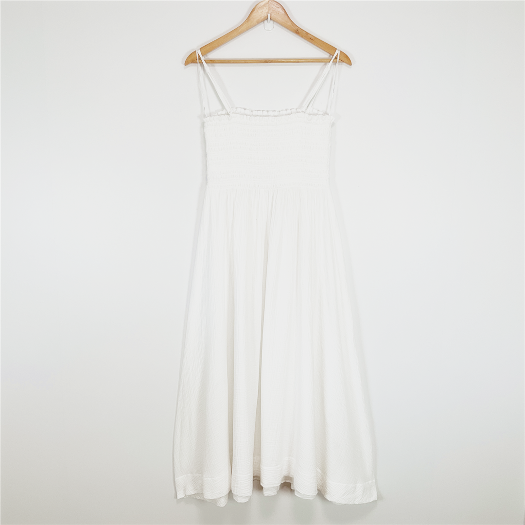 SEED HERITAGE White Cotton Midi Dress