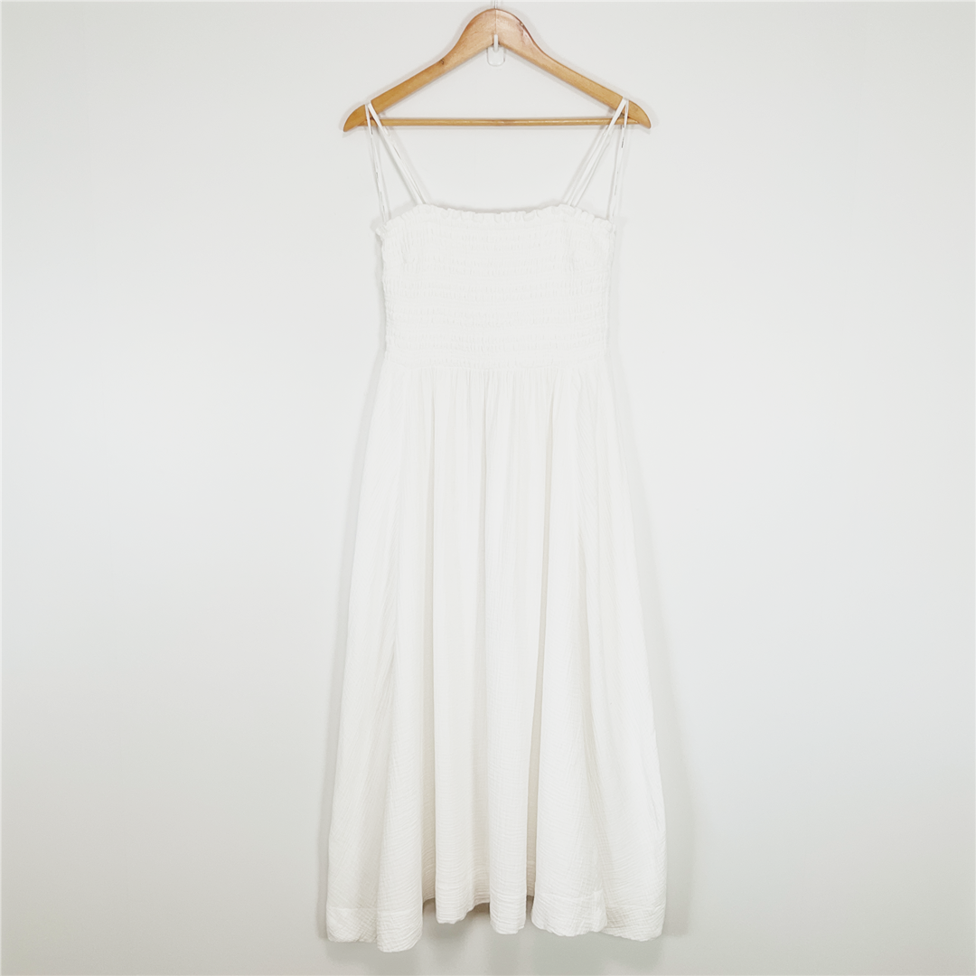 SEED HERITAGE White Cotton Midi Dress