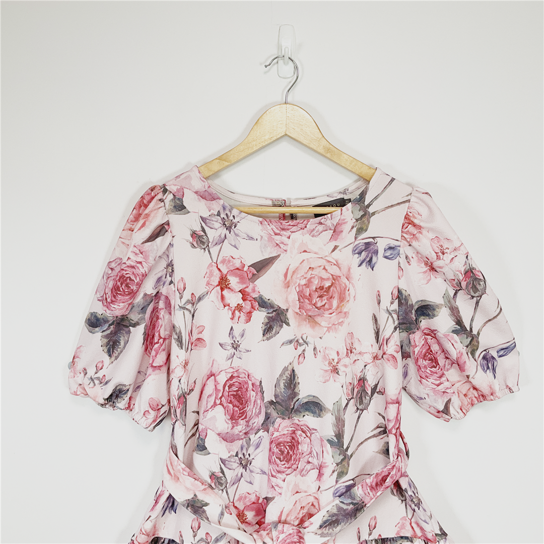 MIRROU Floral Puff Sleeve Dress