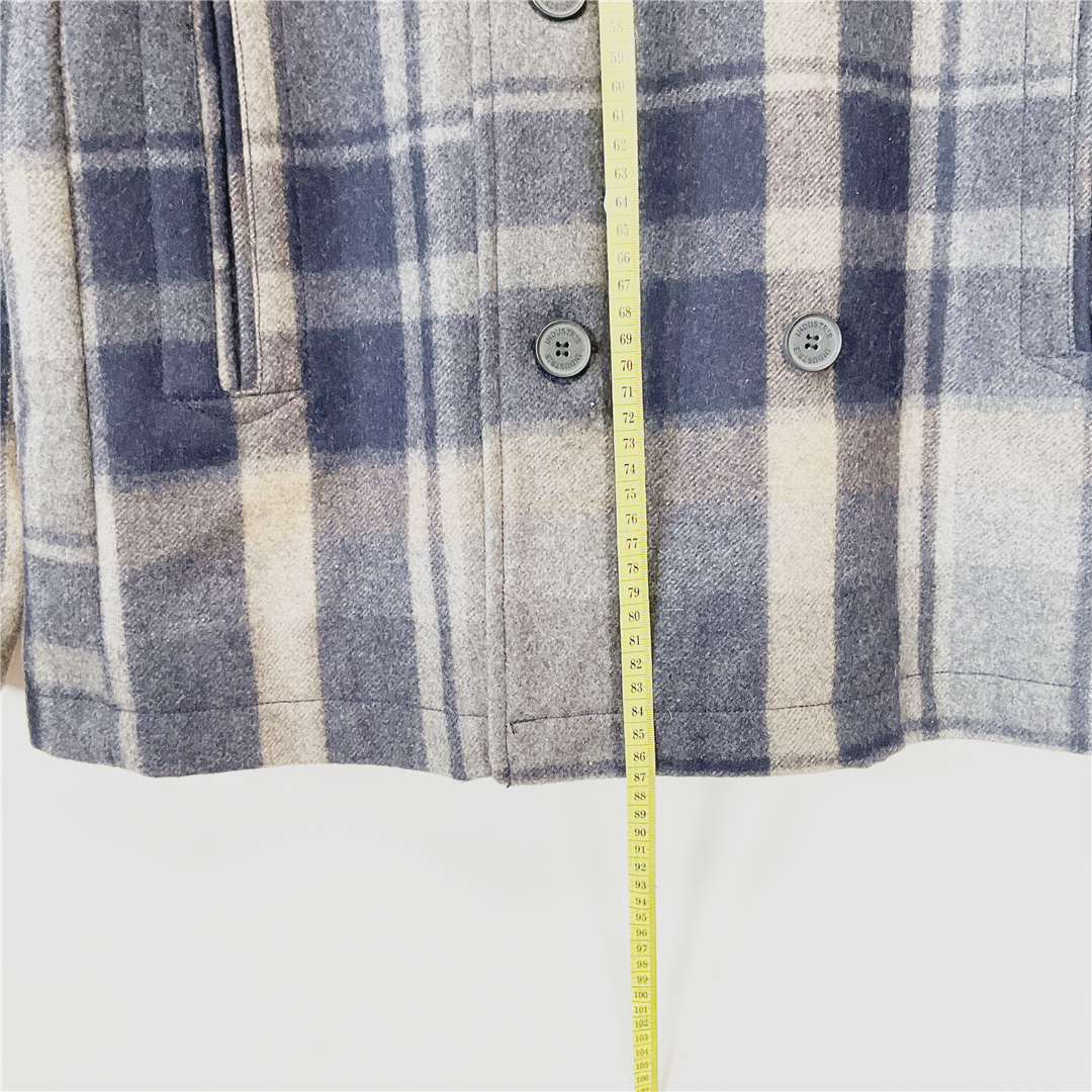 ALPINEWEAR Wool Blend Peacoat Jacket XXL Blue Grey Check