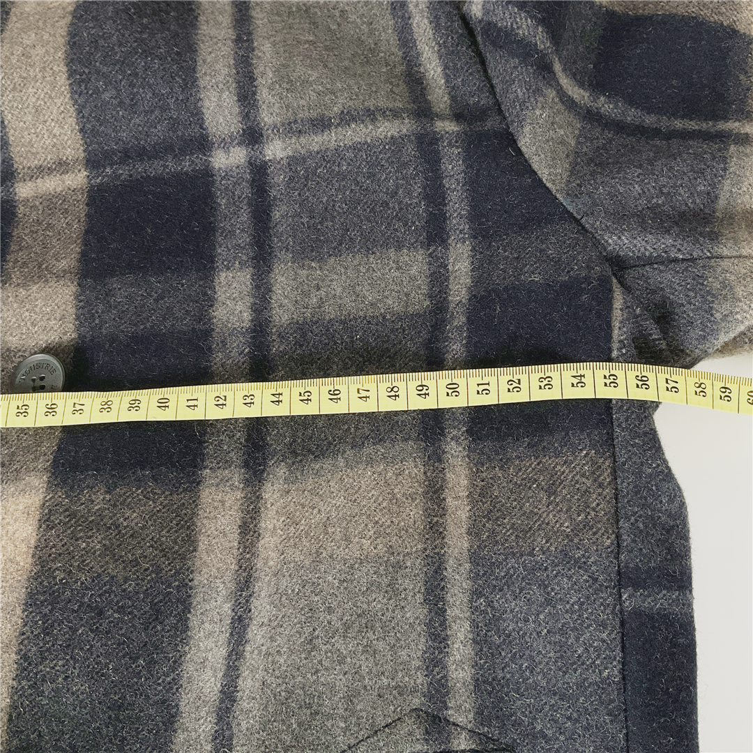 ALPINEWEAR Wool Blend Peacoat Jacket XXL Blue Grey Check