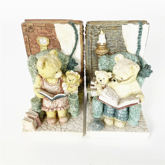 Teddy Tales Bear Bookends Pair – Decorative Resin Book Ends