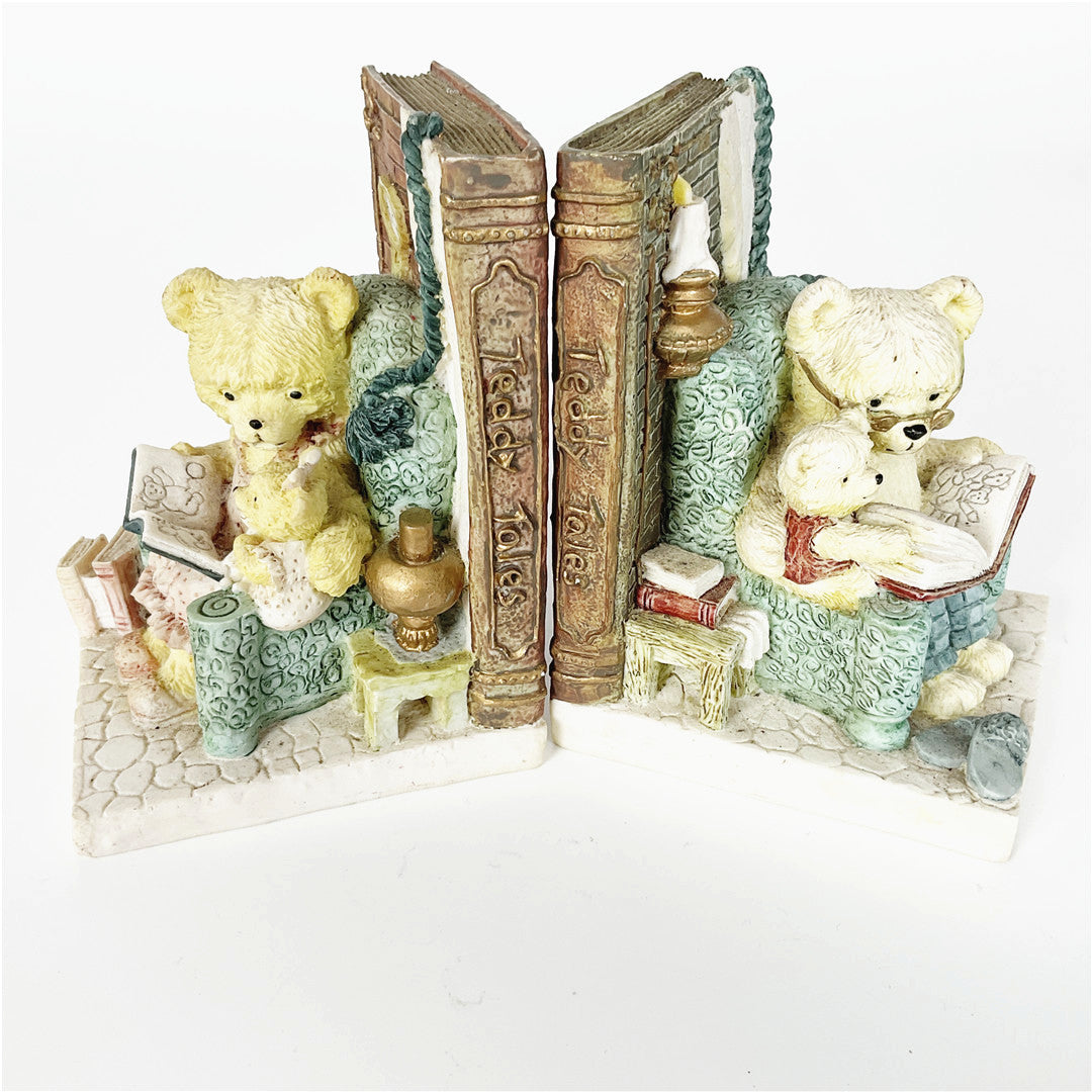 Teddy Tales Bear Bookends Pair – Decorative Resin Book Ends